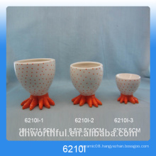 Orange Chick foot design ceramic egg cup holder for Easter Day